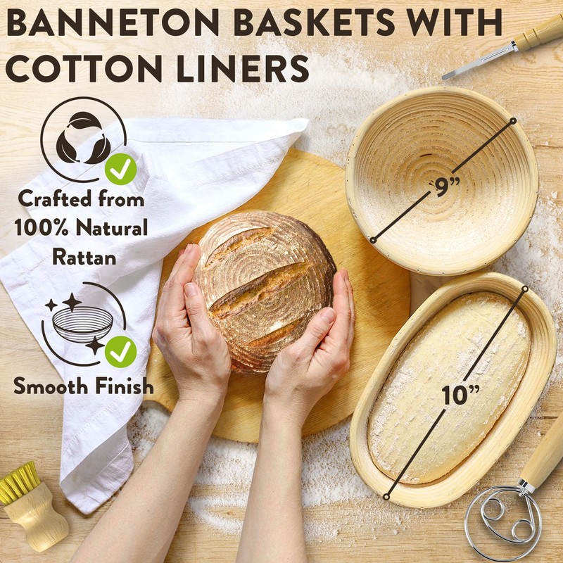 Complete Bread Proofing Baskets Set - Premium Quality Kit for