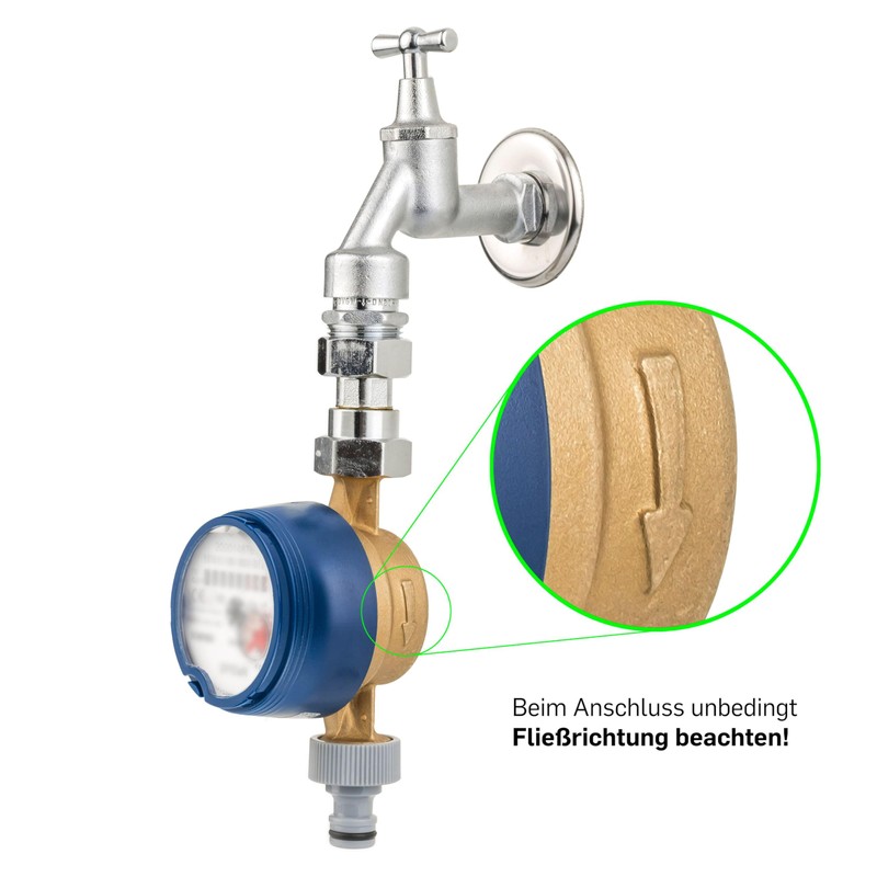 Water Meter with Mounting Kit for Stopcock Tap Calibration Current