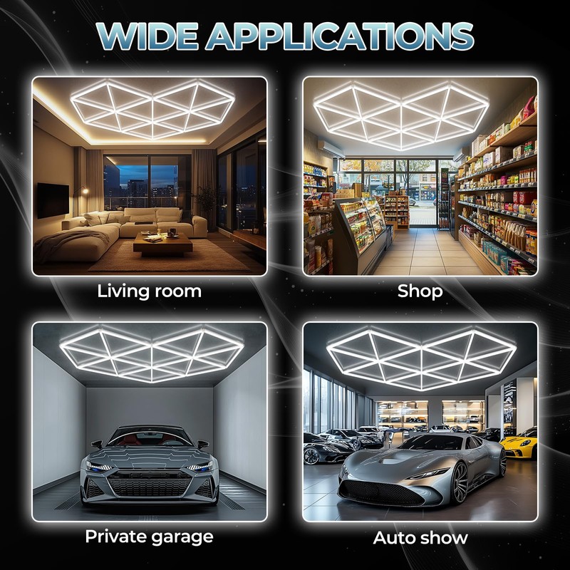 ALLYES Hexagon Garage LED Lights - Super Bright 27-Pack, 6500K