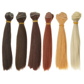 PATIKIL 15cm Doll Hair Wefts, 6Pcs Soft Synthetic Straight Hair Doll Wigs Doll Hair Extensions Accessories for Doll Making DIY Craft, Multicolor 6