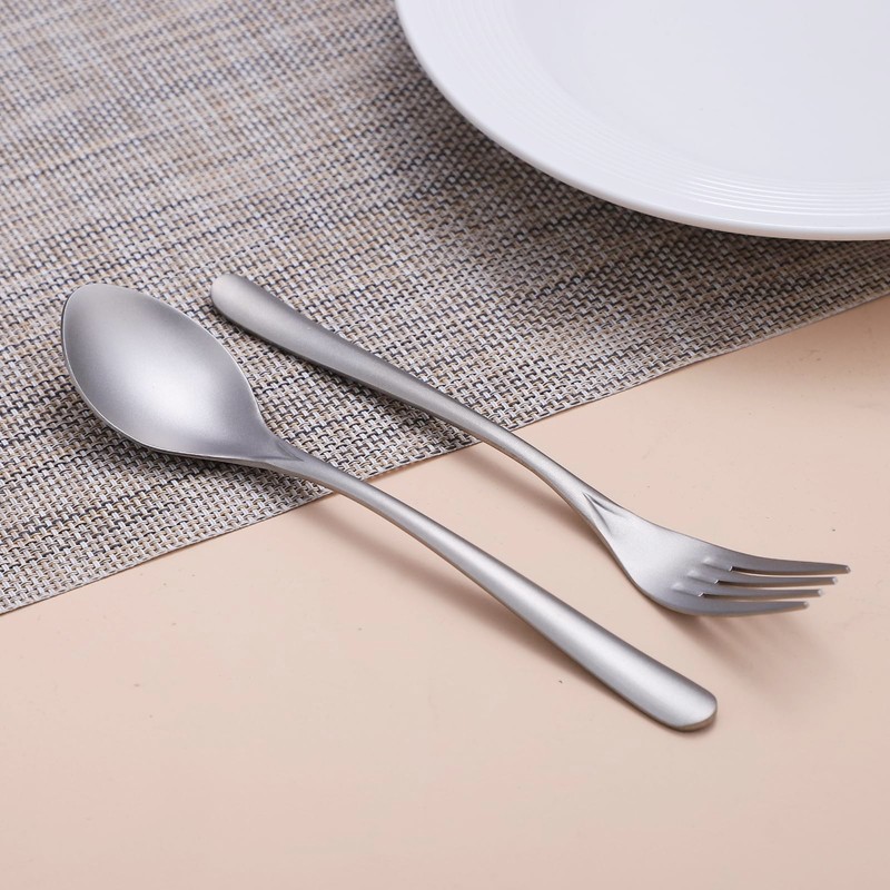 Zerophilo Titanium Cutlery Set, Lightweight Flatware, Modern Design, Dishwasher Safe,