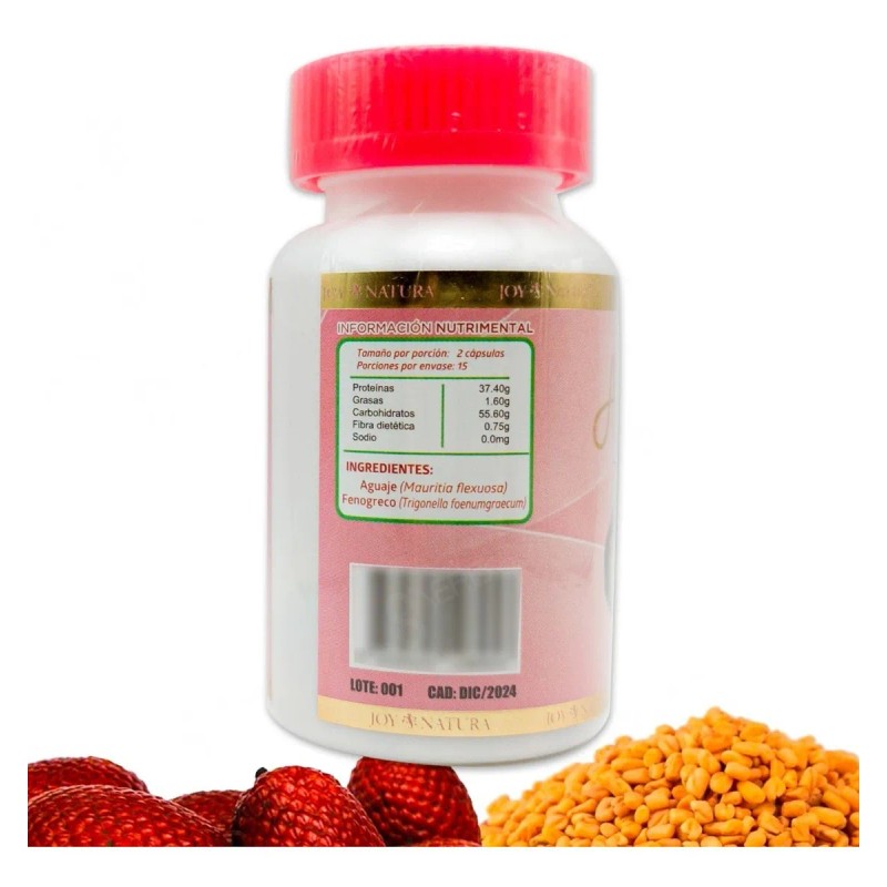 Aguaje Con Fenogreco 30 Caps 500 Mg Joy Natura Original