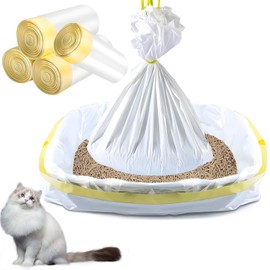 LQCOZYM 40 Drawstring Litter Box Liners Large, 37" x 17.7" 2.5MIL Extra Thick Jumbo Kitty Litter Pan Bags Heavy Duty, 30 Lbs Load Capacity, Use for Large Litter Boxes