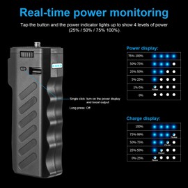 FOMITO VB-38W Charging Grip for Camera & Phone 6000mAh Battery 18W Fast Charging One-Handed Stabilizer with 1/4" Screw Honeycomb Anti-Slip & Ergonomic Design