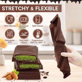 ZUGHXMS Dubai Chocolate Bar Mold Deep for Filling Kunafa Pistachio, Candy Bar Molds Silicone Chocolate Molds for Stuffed Bar Thick DIY Diamond Candy Chocolate,2PCS- 6 Cavities