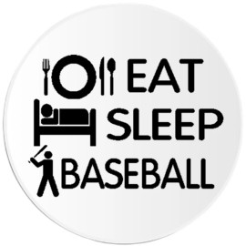 Kiwi Gifts Eat Sleep Baseball - Circle Sticker Decal 3 Inch - Sports Team Athlete