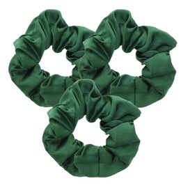 Topkids Accessories 3pc Satin Hair Scrunchies for Women & Girls, Hair Accessories for Women, Hair Bobbles, Hair Ties, Hair Elastics, Ponytail Holders, Hair Styling Accessories (Bottle Green)