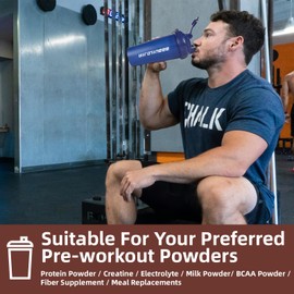 BBBUILDJIA 2 PACK- 24 OZ Protein Shaker Bottles for Protein Mixes, Pre-Workout Shaker Cups for Protein Shakes, Protein Mixer, Shakers for Protein Shakes, Dishwasher Safe & BPA Free, Black/Blue