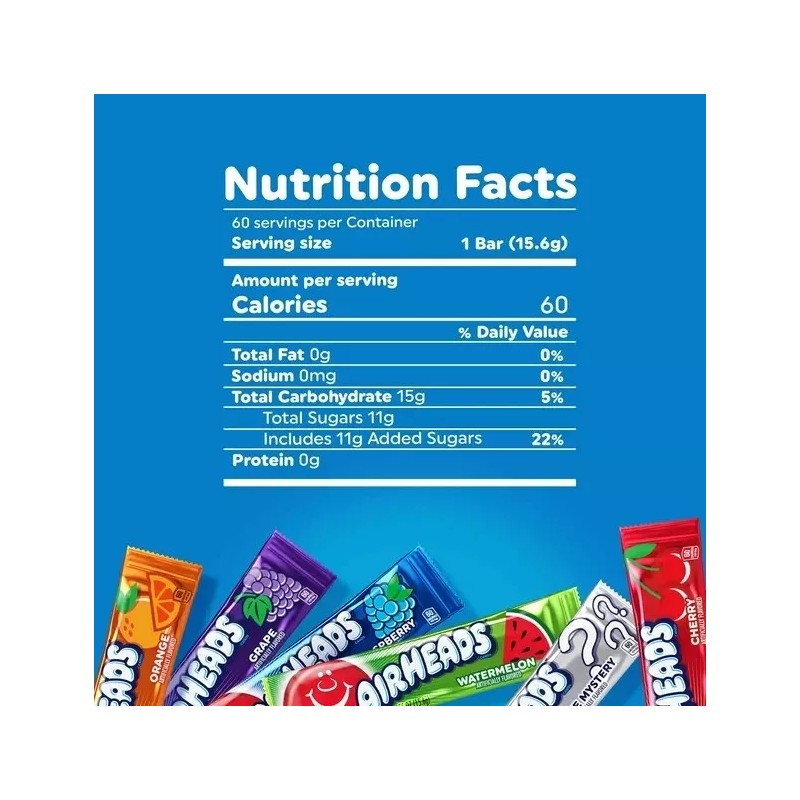 Airheads Candy Bars Variety Pack 60 Count Box