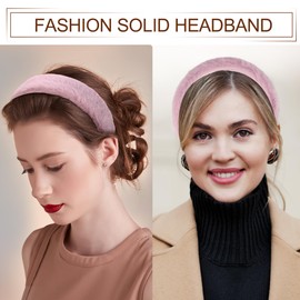 VOCOSTE Fluffy Fuzzy Headband, Solid Color Hair Band for Women, Plush Headband, Soft Fuzzy Hair Hoop Fashion Accessory, Pink