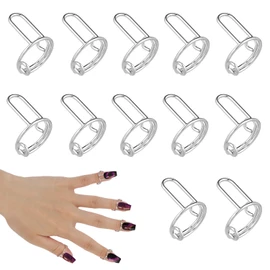 12pcs Wudu Nail Rings, Adjustable Metal Nail Rings for Women Reusable Detachable Fingernail Rings No Glue Nails Jewelry Fingertip Gift Decorations for Wearing Manicure Nails