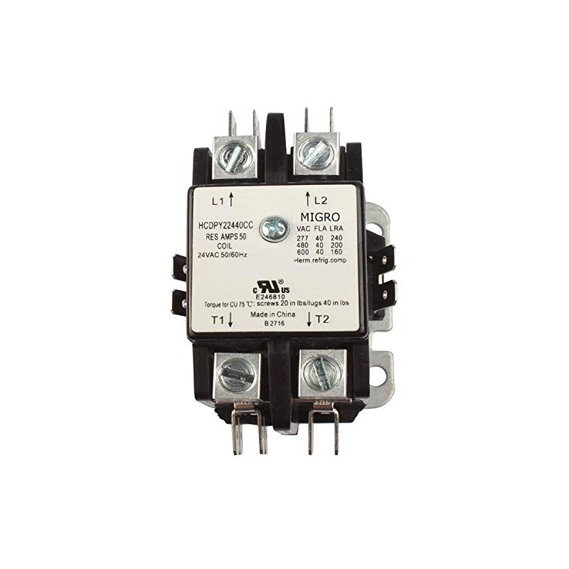 2 Pole 40 Amp 24V Coil Definite Purpose Contactor 50A