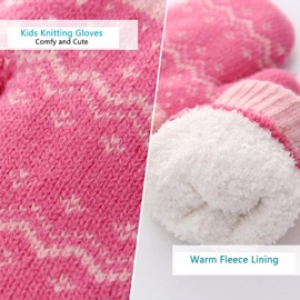 CXQRR Kids Double Layer Winter Outdoor Warm Knit Mittens for Girls Boys 3-5 Years