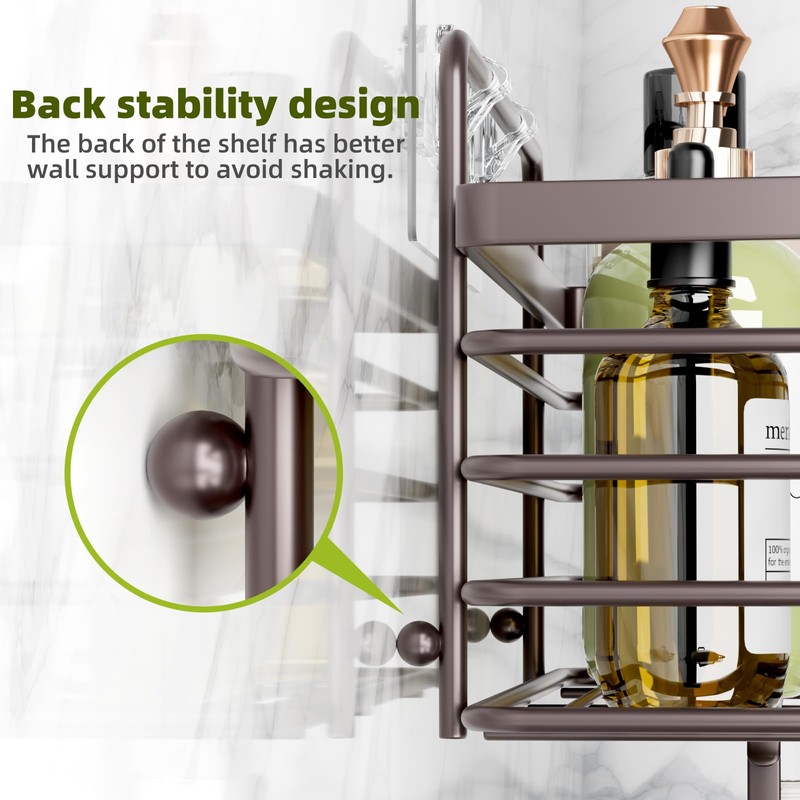 Yougai Shower Caddy, Shower Organizer with Soap Holder and Hooks,