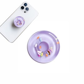 Smartphone Ring, Stylish, Various Other Compatible, Smartphone Ring, Cute, Acrylic, Donut, Smartphone Accessories, Smartphone Grip, Grip Talk & Smartphone Grip, Hold Ring, Fall Prevention, Cute (Purple)