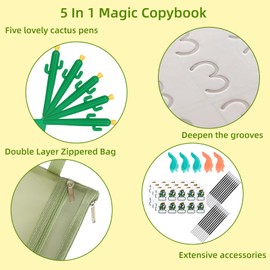 BYFWH Reusable Grooved Handwriting Workbooks,Magic Reusable Copybook for Kids,Preschool Tracing and Learning Activities to Help Children Improve Handwriting Ink Practice Age 3-8 (7.9 * 5.7 Inches)