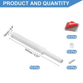 sourcing map 10 Pcs Magnetic Push Latches for Cabinet Door, 4.21x0.4 Inch Push to Open Door Latch Cabinet Hardware, Hidden Door Release Drawer Pull on Closet Touch, Plastic White 107x10mm