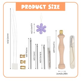 Kit de Aguja Perforadora de Bordado, Agujas Mágica de Perforación Portátiles, Polivalente Bolígrafo Mágico Para Bordado, para Coser Artesanías Decoración (Conjunto C)