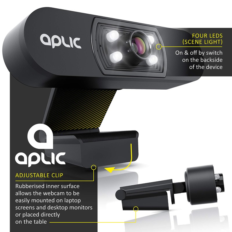 aplic - HD webcam 1080p with microphone, Streaming Webcam for