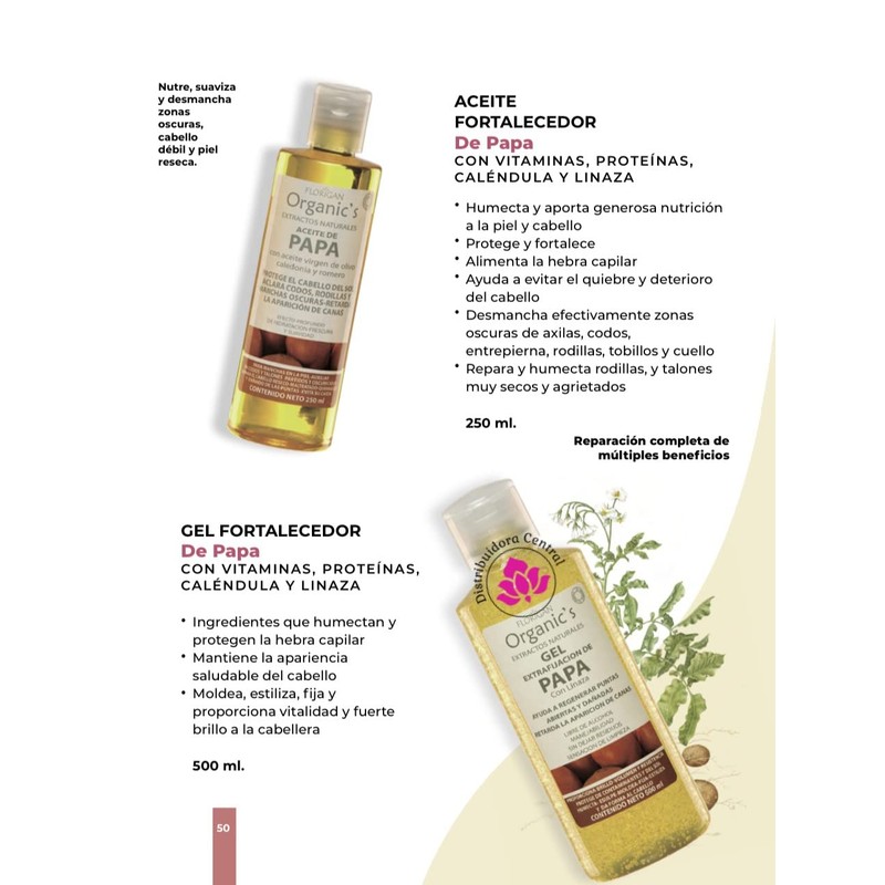 Aceite Fortalecedor de Papa con Proteinas Florigan® 250ml.