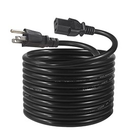 Cable de alimentación de repuesto para monitor de computadora de 12 pies, color negro, cable de alimentación estándar de 3 clavijas, resistente 18 AWG IEC C13, NEMA 5-15P a C13 10A 125V para