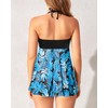 Tempt Me Womens Blue Leaves Two Piece Bathing Suits Halter