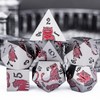 OGCOPHEN Metal DND Cat Dice 7PCS Polyhedral RPG Dice Set