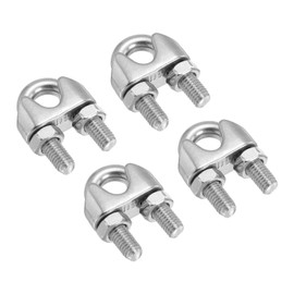 PATIKIL 3/8" / 10mm Wire Rope Cable Clip Clamp, 4Pcs M10 304 Stainless Steel U Bolt Saddle Fastener for Rigging Railing, Silver Tone