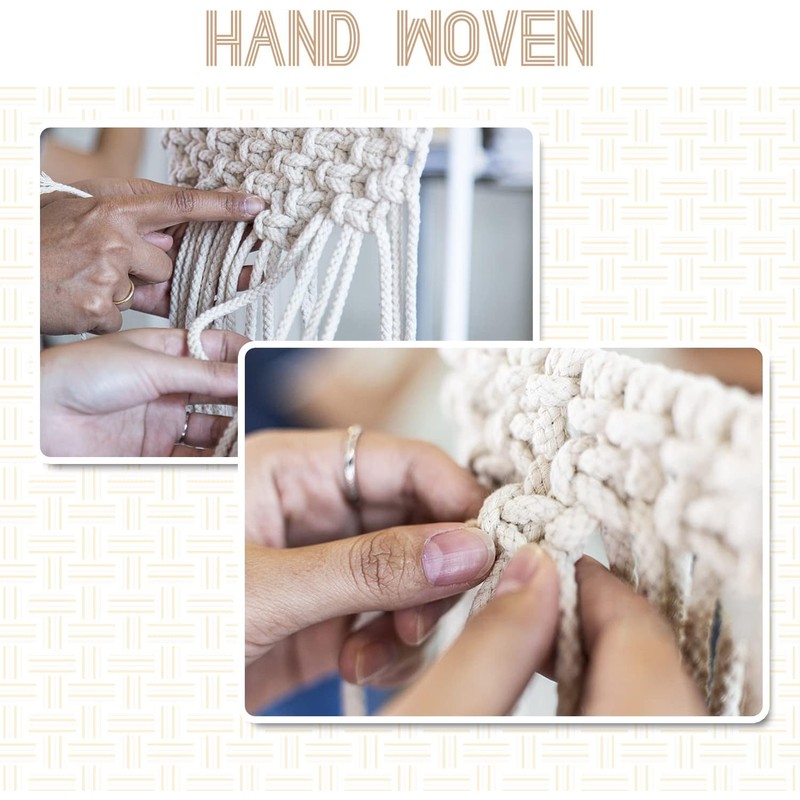 lomonmen Macrame Shelf, Boho Shelf, Hand-Woven Floating Shelf, Double Layer,