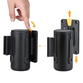 LeaGerous Retractable Wall Barrier, 6.5 feet Wall-Mouted Crowd Control Barrier with Retractable Belt Braking System Support Black Finish Coated