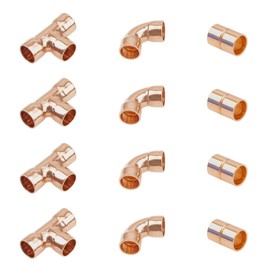 Rrina Juego de 12 conectores de acoplamiento recto de cobre de 3/8 pulgadas (3/8)