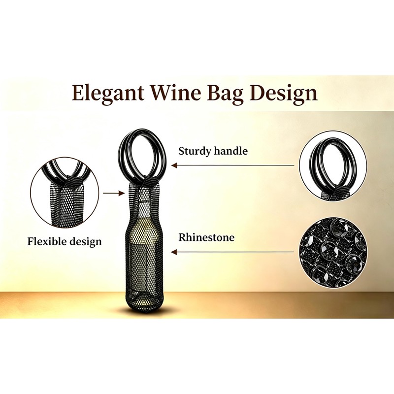 WOFALO store Stylish Resin Handle Wine Bottle Bag with Marble-Pattern