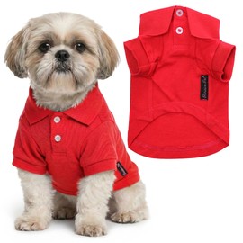 Parisian Pet Red Polo Shirt for Dogs - 100% Cotton, Breathable Summer Outfit for Puppy Dog, Cat |Solid Color Dog Shirts - Size M