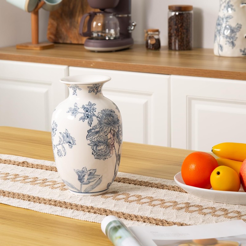 Magclay Blue and White Vase for Home Decor, Ceramic Chinoiserie