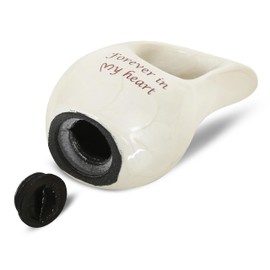 KEEPSAKE COMPANY White Teardrop Small Urns for Human Ashes/Mini Urn with Sky Blue Heart/Cremation Keepsakes for Ashes/Ash Holders (Pre - Engraved White Red, Extra Small - EXS (3 Cu in))