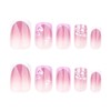 Pink Press on Nails Square Fake Nails Short Glossy Gliiter