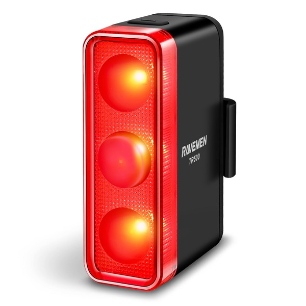 RAVEMEN TR500 テールライト 一番明るいリアライト 500ルーメン ブレーキ センサー＆自動オンオフ ６つ調光モード 3つ高輝度LED 21時間連続使用可能