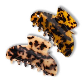 Tortoise Shell Hair Claw Clips, 2 Pcs Hair Claw Clips, Thick Hair Nonslip Jumbo Clamp Strong Big Hold Jaws Hair Styling Accessories