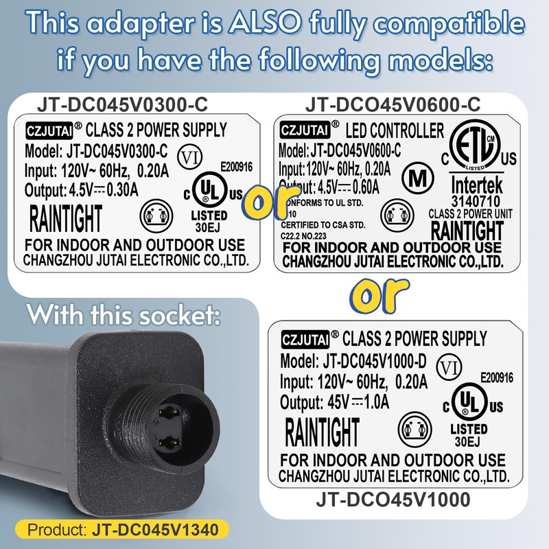 Power Supply, Transformer for CZJUTAI JT-DC045V1333-C IP44 4.5V6W for Christmas