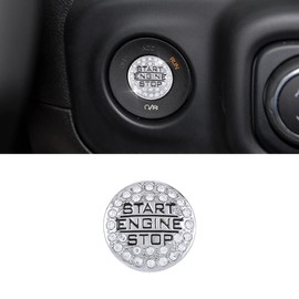 PIFOOG Wrangler JL Accessories for Jeep Gladiator JT 2018-2023 Bling Engine Start Stop Button Cover Sticker Decal Car Interior Decoration Trim Crystal Metal 1PC