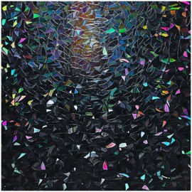 rabbitgoo Window Privacy Film, Rainbow Window Cling, 3D Decorative Window Vinyl, Stained Glass Window Film Sun Blocking, Blackout Window Cling for Room Darkening Day Sleep, Black, 17.5 x 78.7 inches