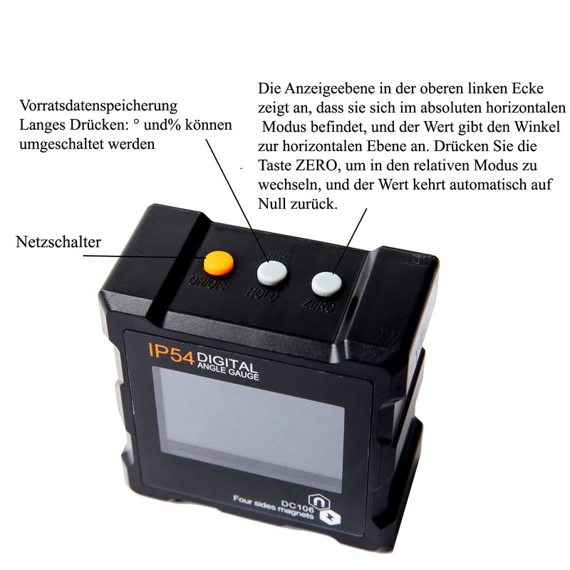 Beslands Digital Protractor Magnetic Bevel Box Inclinometer LCD Waterproof Angle
