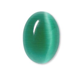 12 Grade A Glass Cat's Eye 14mm x 10mm Domed Oval Flat Back Cabochon Embellishment Pieces for Jewelry, Mosaics, Wire Wrapping and Other Crafts (Emerald Green)