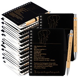 Harloon 20 Sets Thanksgiving Elephant Friendship Gift Friendsgiving A6 Spiral Notebook with Elephant Bamboo Pen Employee Appreciation Gifts for Staff Team Coworker Teachers