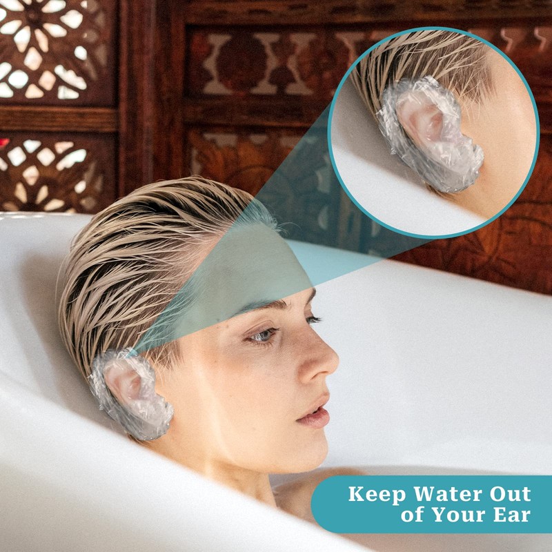 Shower Ear Cover Transparent Earmuffs Disposable Shower Caps Waterproof Ear