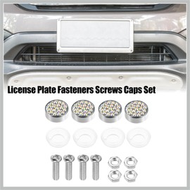 RATCHROLL 1 Set Bling Car License Plate Fasteners Screws Caps Covers Multicolor Universal Rhinestone License Plate Bolt Cap Plastic Washer Replacement Car Parts