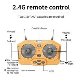 RC Excavator 1/20 2.4GHz 11CH RC Construction Truck Engineering Vehicles Educational Toys for Kids with Light Music 2 Battery