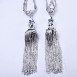 Curtain Tiebacks, Crystal Beaded Tassels Curtain Tie Back, Ball Strap Crystal Tassel Curtain Tieback Window Accessories Curtain Clips