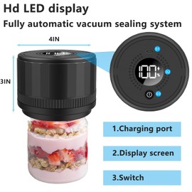 Electric Vacuum Sealer Kit for Mason Jars - Perfect for Regular and Wide Mouth Jars, Food Storage and Canning - Compatible with Lids - Cordless Saving Sealing Machine