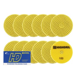 HIGHDRIL Wet Diamond Polishing Disc, 12 Pieces, 100 mm, #100 Diamond Sanding Pad for Granite, Marble, Ceramic, Artificial Stone Sanding Block Used on Grinder or Polisher
